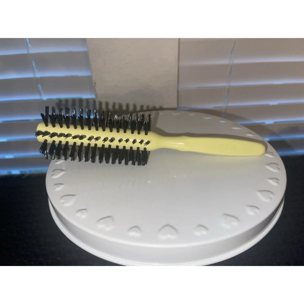 Vintage‎ Avon Full Round Brush Yellow Black Bristles 1970-80's